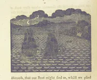 An illustration from Providence Displayed: or, the remarkable adventures of Alexander Selkirk, who lived four years and four months by himself, on the island of Juan Fernandez ... To which is added a supplement, containing the history of P. Serrano, E. How, and others left in similar situations (1800)