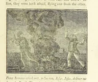 An illustration from Providence Displayed: or, the remarkable adventures of Alexander Selkirk, who lived four years and four months by himself, on the island of Juan Fernandez ... To which is added a supplement, containing the history of P. Serrano, E. How, and others left in similar situations (1800)