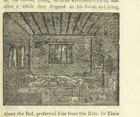 An illustration from Providence Displayed: or, the remarkable adventures of Alexander Selkirk, who lived four years and four months by himself, on the island of Juan Fernandez ... To which is added a supplement, containing the history of P. Serrano, E. How, and others left in similar situations (1800)