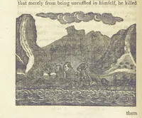 An illustration from Providence Displayed: or, the remarkable adventures of Alexander Selkirk, who lived four years and four months by himself, on the island of Juan Fernandez ... To which is added a supplement, containing the history of P. Serrano, E. How, and others left in similar situations (1800)
