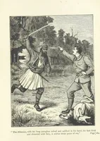 An illustration from With the Colours; or, the piping times of peace ... With illustrations by R. Simkin (1881)