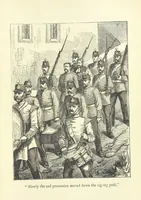 An illustration from With the Colours; or, the piping times of peace ... With illustrations by R. Simkin (1881)