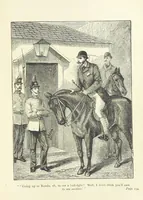 An illustration from With the Colours; or, the piping times of peace ... With illustrations by R. Simkin (1881)