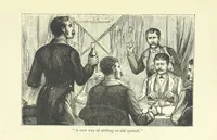 An illustration from With the Colours; or, the piping times of peace ... With illustrations by R. Simkin (1881)