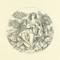 An illustration from The Poetical Works of John Keats. With a memoir by Richard Monckton Milnes. Illustrated by 120 designs, original and from the antique, drawn on wood by George Scharf, Jun (1854)