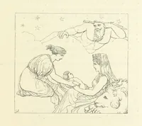 An illustration from The Poetical Works of John Keats. With a memoir by Richard Monckton Milnes. Illustrated by 120 designs, original and from the antique, drawn on wood by George Scharf, Jun (1854)