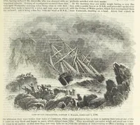 An illustration from Tales of Shipwrecks and Adventures at Sea: ... with celebrated voyages, amusing tales ... and ... anecdotes. Illustrated with ... engravings ... Edited by J. L. No. 1-59 (1846)