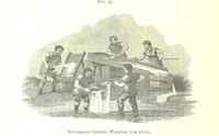 An illustration from Gold: its occurrence and extraction. Embracing the geographical and geological distribution ... of gold-bearing rocks; ... a bibliography of the subject; and a glossary of English and foreign technical terms ... With ... maps, etc (1882)