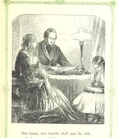 An illustration from The home affections pourtrayed by the poets. Selected and edited by Charles Mackay. Illustrated with ... engravings ... by eminent artists, and engraved by the Brothers Dalziel (1883)