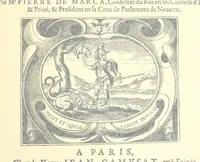 An illustration from Histoire de Béarn ... Nouvelle édition orne ... de plusieurs gravures, avec la vie de Marca, une généalogie, la bibliographie de ses œuvres ... Par M. l'abbé V. Dubarat (1894)