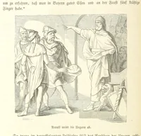 An illustration from Geschichte Bayerns. Unter Zugrundelegung von Lorenz von Westenrieders bayerischer Geschichte neu bearbeitet, dem Volke erzählt, und mit Beigaben aus der bayerischen Culturgeschichte und Sage versehen. ... Mit vielen Holzschnittbildern (1874)