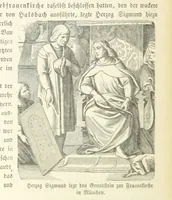 An illustration from Geschichte Bayerns. Unter Zugrundelegung von Lorenz von Westenrieders bayerischer Geschichte neu bearbeitet, dem Volke erzählt, und mit Beigaben aus der bayerischen Culturgeschichte und Sage versehen. ... Mit vielen Holzschnittbildern (1874)