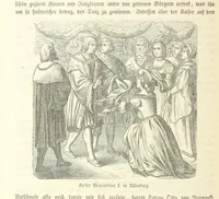 An illustration from Geschichte Bayerns. Unter Zugrundelegung von Lorenz von Westenrieders bayerischer Geschichte neu bearbeitet, dem Volke erzählt, und mit Beigaben aus der bayerischen Culturgeschichte und Sage versehen. ... Mit vielen Holzschnittbildern (1874)
