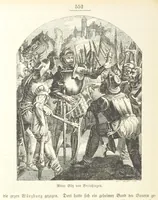 An illustration from Geschichte Bayerns. Unter Zugrundelegung von Lorenz von Westenrieders bayerischer Geschichte neu bearbeitet, dem Volke erzählt, und mit Beigaben aus der bayerischen Culturgeschichte und Sage versehen. ... Mit vielen Holzschnittbildern (1874)