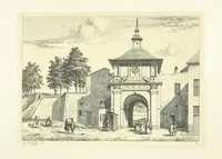 An illustration from Album historique de la ville d'Anvers. Collection de vues et de monuments des temps passés, dessinés d'après nature et gravés sur cuivre par J. Linnig, avec notices historiques par F. H. M (1864)