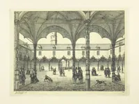 An illustration from Album historique de la ville d'Anvers. Collection de vues et de monuments des temps passés, dessinés d'après nature et gravés sur cuivre par J. Linnig, avec notices historiques par F. H. M (1864)