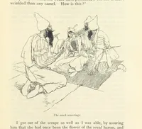 An illustration from The Adventures of Hajji Baba of Ispahan ... Illustrated by H. R. Millar, with an introduction by the Hon. G. Curzon (1895)