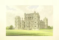 An illustration from The Ancestral Homes of Britain; containing examples of its noblest castles, halls, and mansions. With ... coloured illustrations ... and biographical and historical notices (1868)