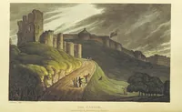 An illustration from Poetical Sketches of Scarborough [By J. P., i.e. J. B. Papworth, W., i.e. F. Wrangham, and W. Combe]: illustrated by twenty-one engravings ... coloured from original designs, made ... by J. Green, and etched by T. Rowlandson. The second edition (1813)