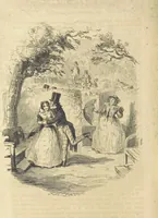 An illustration from The Struggles and Adventures of Christopher Tadpole at home and abroad. Illustrated by Leech (1848)