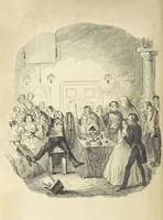 An illustration from The Struggles and Adventures of Christopher Tadpole at home and abroad. Illustrated by Leech (1848)