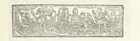 An illustration from The Works of Jonathan Swift, D.D., D.S.P.D., in eight volumes. Containing I. His Miscellanies in Prose. II. His Poetical Writings. III. The Travels of Capt. Lemuel Gulliver. IV. Papers relating to Ireland, and the Drapier's Letters. V. The Conduct of the Allies, and the Examiner. VI. The Publick Spirit of the Whiggs, &c., with Polite Conversation. VII. Letters to and from Dr. Swift. VIII. Directions to Servants, Sermons, Poems, &c (1746)