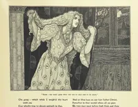 An illustration from Idylls of the King. Vivien. Elaine. Enid. Guinevere ... With ... decorations by G. W. Rhead and L. Rhead (1898)