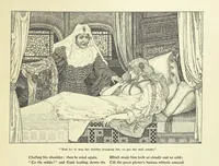 An illustration from Idylls of the King. Vivien. Elaine. Enid. Guinevere ... With ... decorations by G. W. Rhead and L. Rhead (1898)