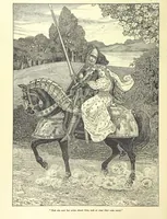 An illustration from Idylls of the King. Vivien. Elaine. Enid. Guinevere ... With ... decorations by G. W. Rhead and L. Rhead (1898)