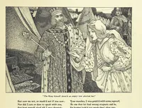 Picture 14 of 51 from Idylls of the King. Vivien. Elaine. Enid. Guinevere ... With ... decorations by G. W. Rhead and L. Rhead (1898), leaf 45