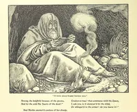 An illustration from Idylls of the King. Vivien. Elaine. Enid. Guinevere ... With ... decorations by G. W. Rhead and L. Rhead (1898)