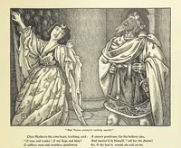 Picture 22 of 51 from Idylls of the King. Vivien. Elaine. Enid. Guinevere ... With ... decorations by G. W. Rhead and L. Rhead (1898), leaf 61
