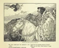 An illustration from Idylls of the King. Vivien. Elaine. Enid. Guinevere ... With ... decorations by G. W. Rhead and L. Rhead (1898)