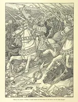 An illustration from Idylls of the King. Vivien. Elaine. Enid. Guinevere ... With ... decorations by G. W. Rhead and L. Rhead (1898)
