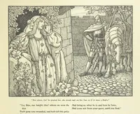 An illustration from Idylls of the King. Vivien. Elaine. Enid. Guinevere ... With ... decorations by G. W. Rhead and L. Rhead (1898)