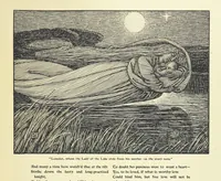 An illustration from Idylls of the King. Vivien. Elaine. Enid. Guinevere ... With ... decorations by G. W. Rhead and L. Rhead (1898)