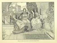 An illustration from Idylls of the King. Vivien. Elaine. Enid. Guinevere ... With ... decorations by G. W. Rhead and L. Rhead (1898)