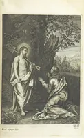 An illustration from The Life of Our Blessed Lord & Saviour Jesus Christ. An heroic poem ... Illustrated by necessary notes ... also a prefatory discourse concerning heroic poetry. With sixty copper-plates [by William Faithorne (1693)