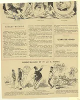 An illustration from Les métamorphoses de Robert-Macaire : Robert-Macaire à l'Ambigu : [estampe] / par Robida [sig.] ; Yves & Barret sc. [sig.] (1880)