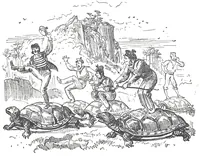 An illustration from Albert Robida - Voyages très extraordinaires de Saturnin Farandoul, 1879 page 044 (1879)