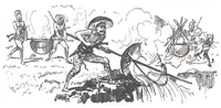 An illustration from Albert Robida - Voyages très extraordinaires de Saturnin Farandoul, 1879 page 210 (1879)