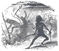 An illustration from Albert Robida - Voyages très extraordinaires de Saturnin Farandoul, 1879 page 060 (1879)