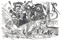 An illustration from Albert Robida - Voyages très extraordinaires de Saturnin Farandoul, 1879 page 508 (1879)