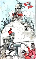 An illustration from Albert Robida - Voyages très extraordinaires de Saturnin Farandoul, 1879 page 128 (1879)