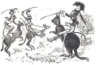 An illustration from Albert Robida - Voyages très extraordinaires de Saturnin Farandoul, 1879 page 138 (1879)