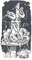 An illustration from Albert Robida - Voyages très extraordinaires de Saturnin Farandoul, 1879 page 142 (1879)