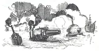 An illustration from Albert Robida - Voyages très extraordinaires de Saturnin Farandoul, 1879 page 155 (1879)