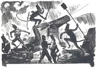 An illustration from Albert Robida - Voyages très extraordinaires de Saturnin Farandoul, 1879 page 156 (1879)