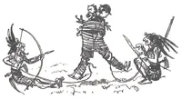 An illustration from Albert Robida - Voyages très extraordinaires de Saturnin Farandoul, 1879 page 258 (1879)