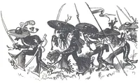 An illustration from Albert Robida - Voyages très extraordinaires de Saturnin Farandoul, 1879 page 242 (1879)